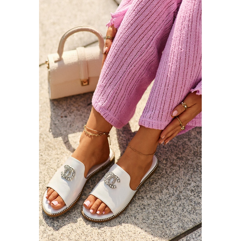 Elegante glänzende Damen-Flip-Flops mit Verzierung S.Barski KV27-050 Silber silber- 2