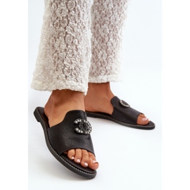 Elegante glänzende Damen-Flip-Flops mit Verzierung S.Barski KV27-050 Schwarz 5