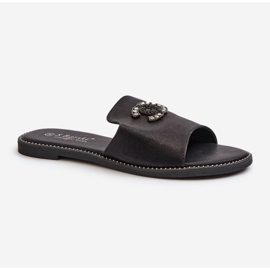 Elegante glänzende Damen-Flip-Flops mit Verzierung S.Barski KV27-050 Schwarz 6