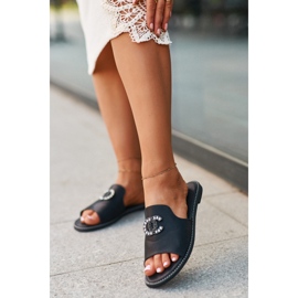 Elegante glänzende Damen-Flip-Flops mit Verzierung S.Barski KV27-050 Schwarz 11