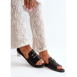 Elegante glänzende Damen-Flip-Flops mit Verzierung S.Barski KV27-050 Schwarz 10