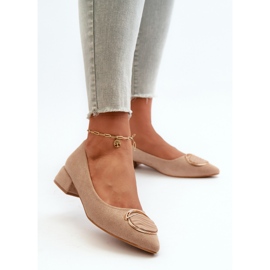 Pumps mit niedrigem Absatz aus Öko-Wildleder S.Barski KV27-037 Beige 2