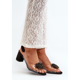 Damen-Sandalen mit hohem Absatz und transparentem Obermaterial, Schwarz Aleola 2