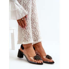 Damen-Sandalen mit hohem Absatz und transparentem Obermaterial, Schwarz Aleola 1