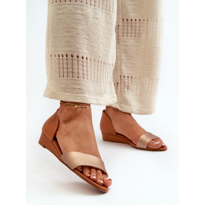 Ledersandalen Maciejka 1971-68 Braun und Gold golden 2