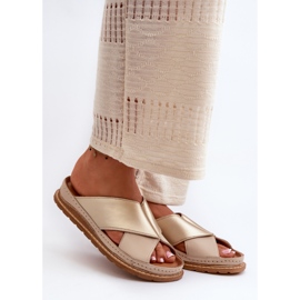 Lederprofilierte Flip-Flops Maciejka 04986-04 Gold-Beige 1