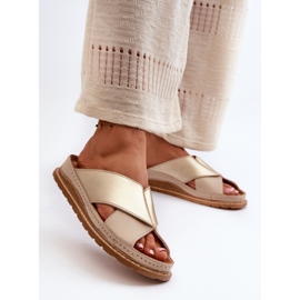 Lederprofilierte Flip-Flops Maciejka 04986-04 Gold-Beige 2