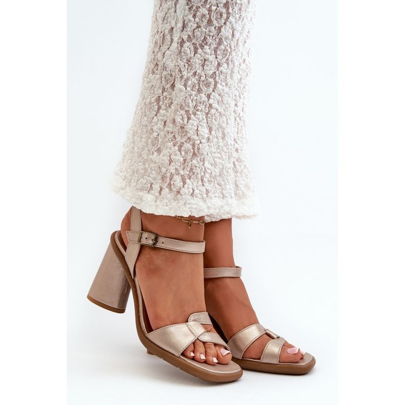 Ledersandalen mit hohem Absatz Maciejka 06029-25 Gold golden 2