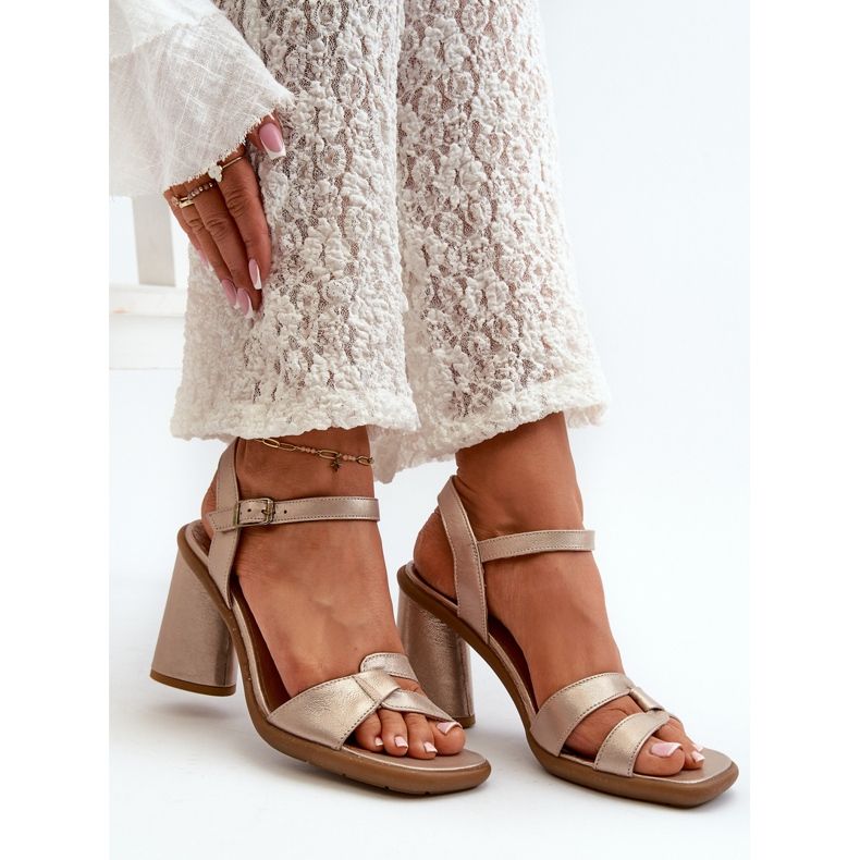 Ledersandalen mit hohem Absatz Maciejka 06029-25 Gold golden 1