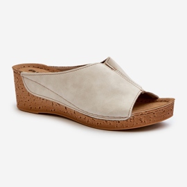 Bequeme Damen-Flip-Flops mit Keilabsatz Inblu NG000002 Beige 4