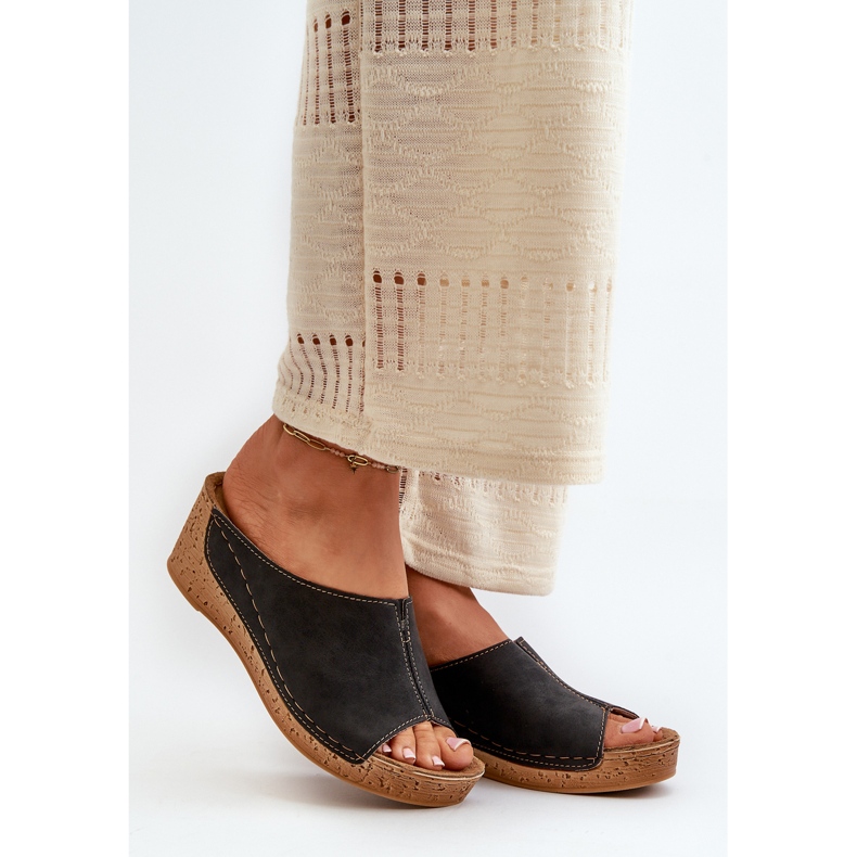 Bequeme Damen-Flip-Flops mit Keilabsatz Inblu NG000002 Schwarz 2