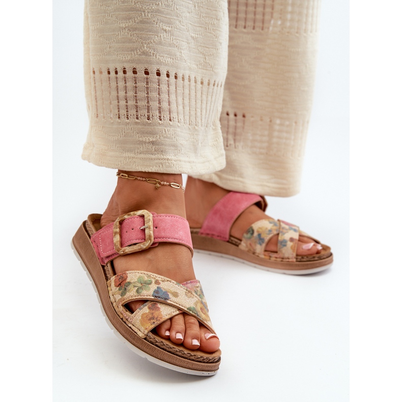 Bequeme Damen-Flip-Flops mit Blumenschnalle Inblu GS000051 Pink rosa 2