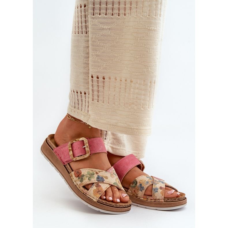 Bequeme Damen-Flip-Flops mit Blumenschnalle Inblu GS000051 Pink rosa 1