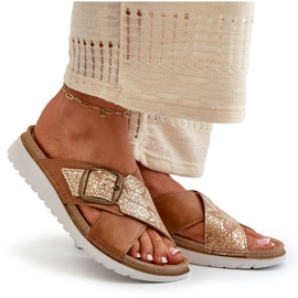 Bequeme Damen-Flip-Flops mit Schnalle Inblu CN000032 Camel braun 10