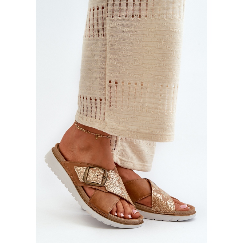 Bequeme Damen-Flip-Flops mit Schnalle Inblu CN000032 Camel braun 2