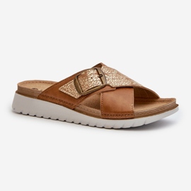 Bequeme Damen-Flip-Flops mit Schnalle Inblu CN000032 Camel braun 4