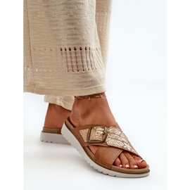 Bequeme Damen-Flip-Flops mit Schnalle Inblu CN000032 Camel braun 6