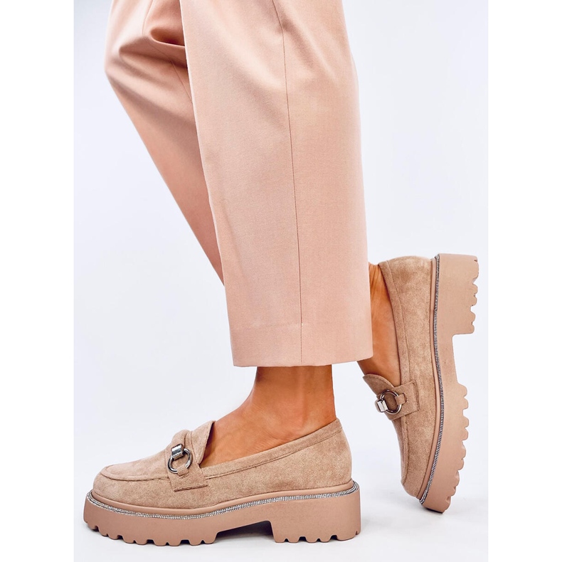 Sheady Mokassins aus khakifarbenem Wildleder mit hoher Sohle beige 2