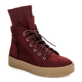 Ideal Shoes Kastanienbraune Creepers-Stiefel rot 3