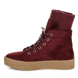 Ideal Shoes Kastanienbraune Creepers-Stiefel rot 4