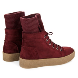 Ideal Shoes Kastanienbraune Creepers-Stiefel rot 5