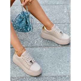 Damen-Ledersneaker auf der Plattform Beige Vinceza 66700 2