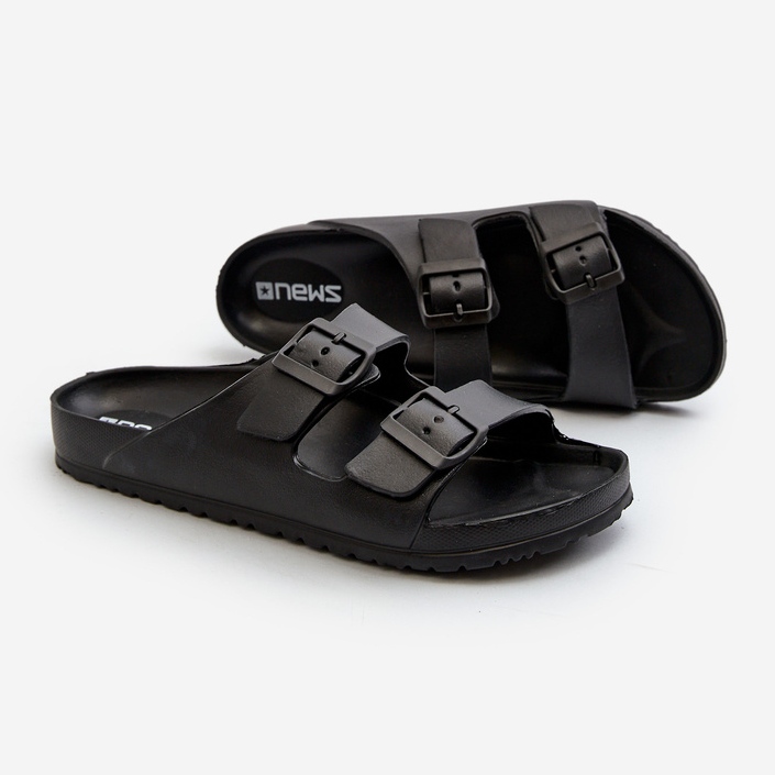 Leichte Herren-Flip-Flops aus Schaumstoff mit Schnallen, Schwarz Avatara 1