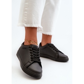 Schwarze Diunna Damen Low Sneakers Sportschuhe aus Öko-Leder 2