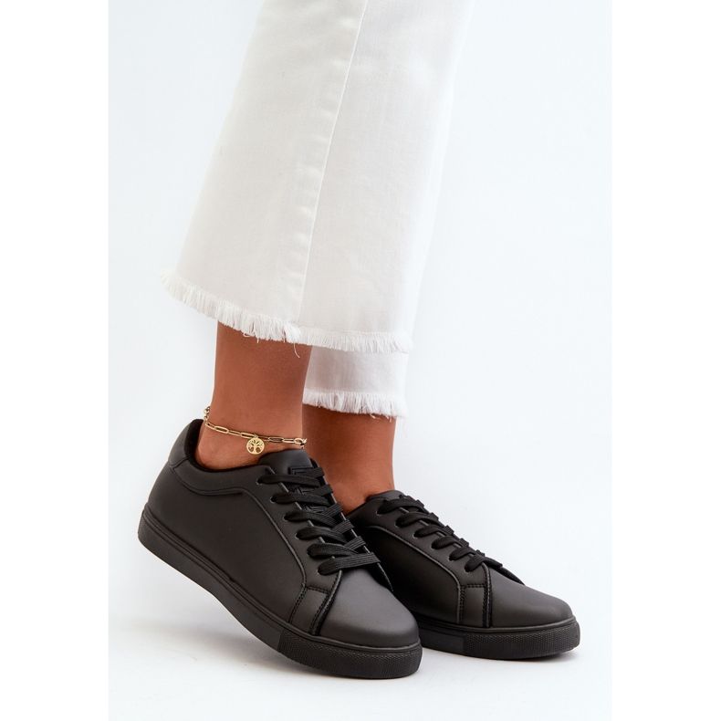 Schwarze Diunna Damen Low Sneakers Sportschuhe aus Öko-Leder 1