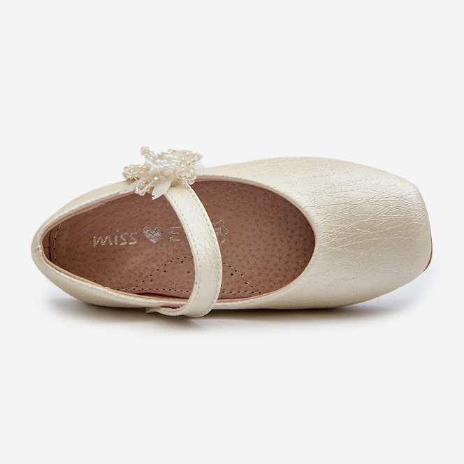 Glitzer-Ballerinas für Kinder mit Klettverschluss, Beige Jeylin 1