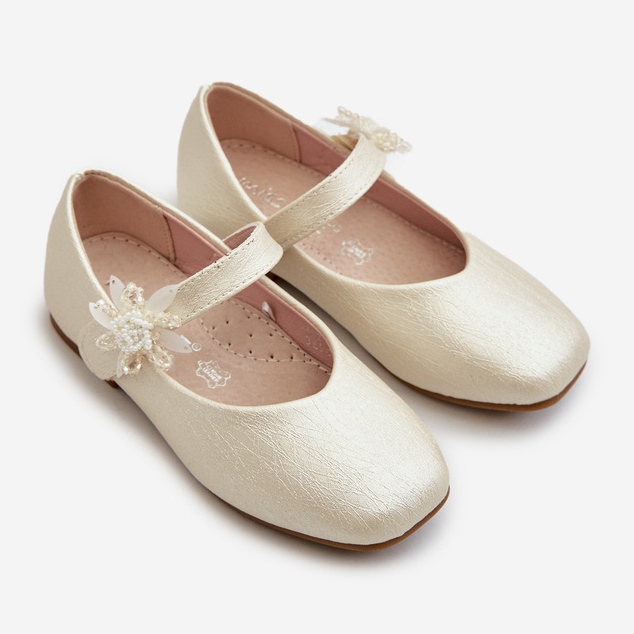 Glitzer-Ballerinas für Kinder mit Klettverschluss, Beige Jeylin 2
