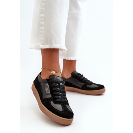 Damen-Ledersneaker Schwarz Vinceza 7333 2