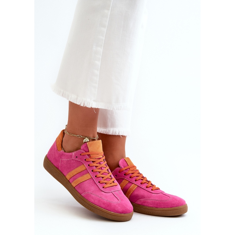 Zazoo N1068 Wildleder Low Damen Sneakers Fuchsia rosa 1