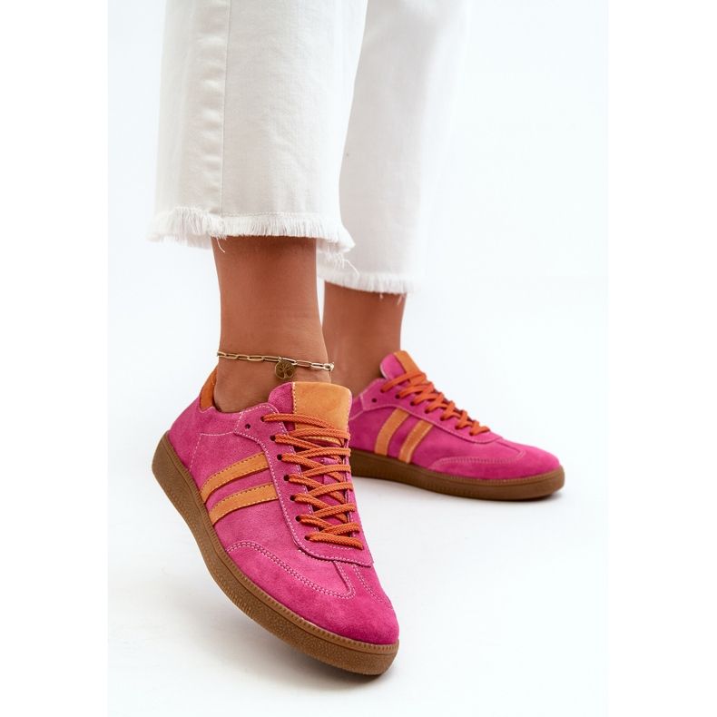 Zazoo N1068 Wildleder Low Damen Sneakers Fuchsia rosa 2