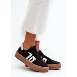 Zazoo N1095S2 Damen-Ledersneaker auf Plateau Schwarz 1