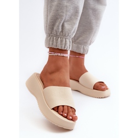 Damen-Flip-Flops mit Plateau und Keilabsatz, hellbeige Vimarils 2
