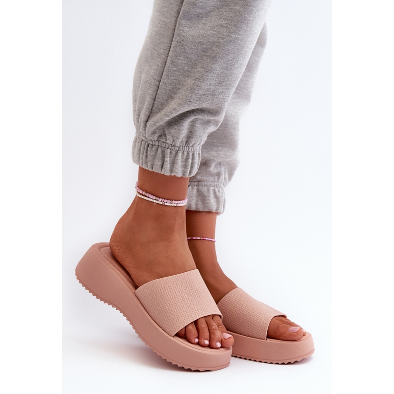 Damen-Flip-Flops auf Plateau und Keilabsatz, rosa Vimarils 1