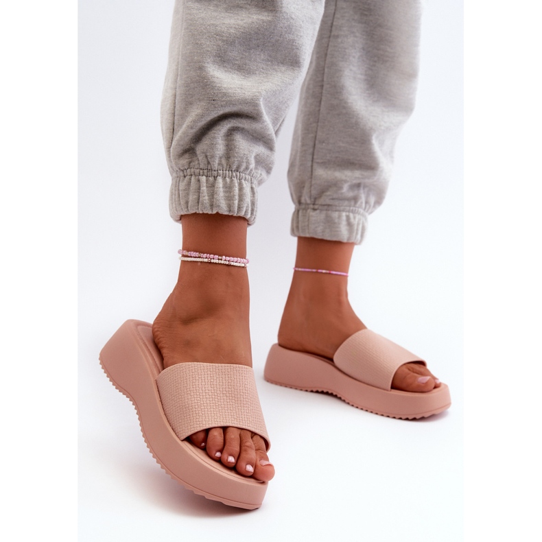 Damen-Flip-Flops auf Plateau und Keilabsatz, rosa Vimarils 2