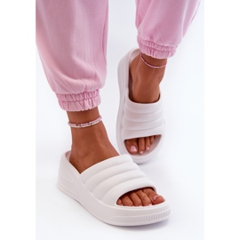 Leichte Damen-Flip-Flops aus Schaumstoff mit Keilabsatz und Plateau, weißes Tendrea 4