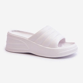 Leichte Damen-Flip-Flops aus Schaumstoff mit Keilabsatz und Plateau, weißes Tendrea 3