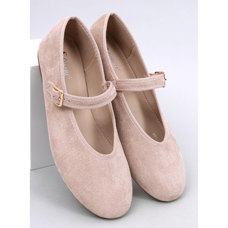 Soltani Khaki Ballerinas mit Riemen beige 1