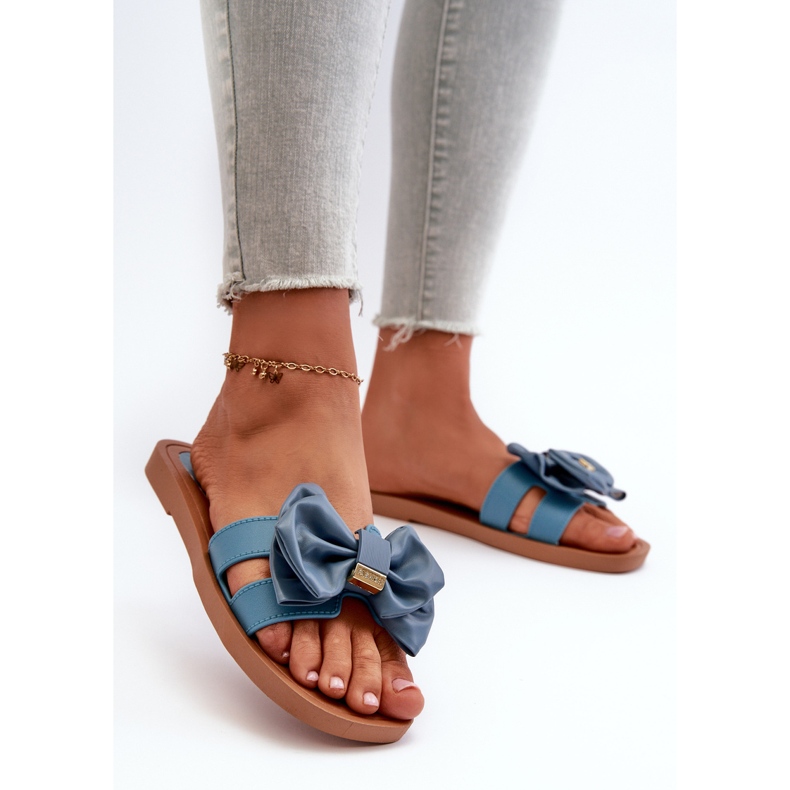 Blaue Damen-Flip-Flops mit Schleife Rivarina 2
