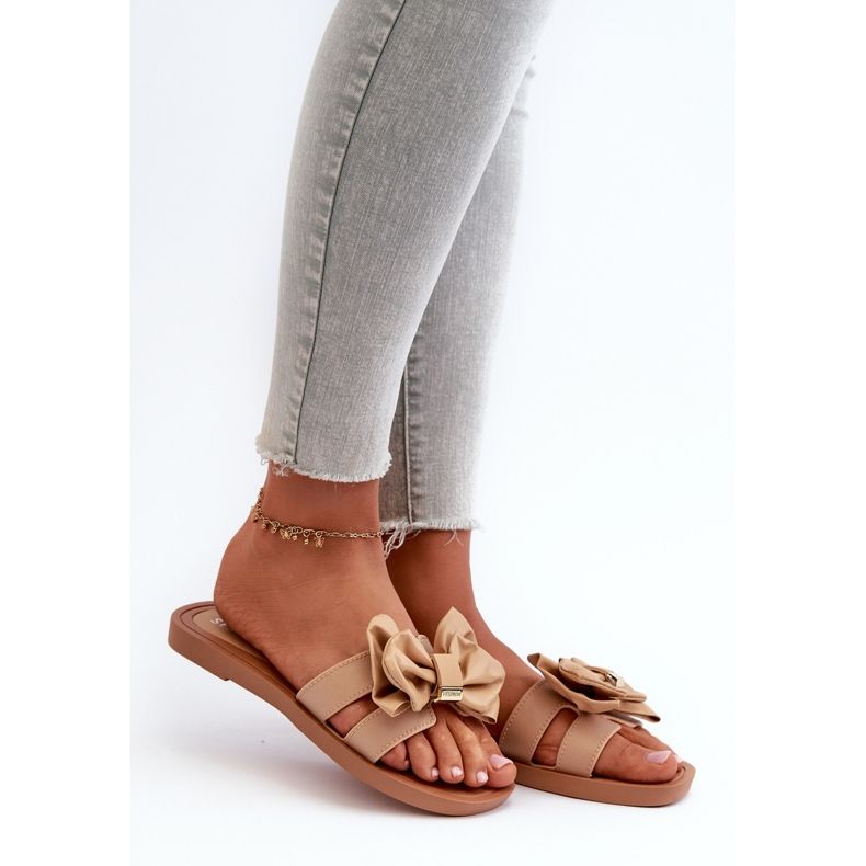 Damen-Flip-Flops mit Schleife Camel Rivarina braun 1