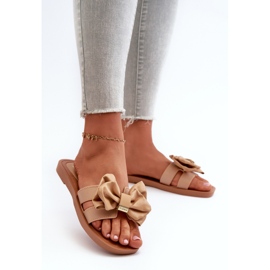 Damen-Flip-Flops mit Schleife Camel Rivarina braun 2