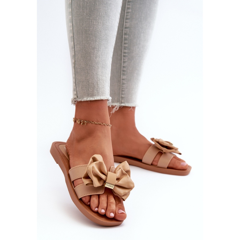 Damen-Flip-Flops mit Schleife Camel Rivarina braun 2