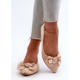 Damen-Ballerinas aus Öko-Wildleder mit Schleife und Brosche, Hellbeige Satris 5