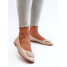 Damen-Ballerinas aus Öko-Leder mit Verzierung, Beige Edoslli 2