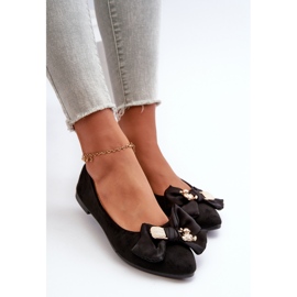 Damen-Ballerinas aus Öko-Wildleder mit Schleife und Brosche in Schwarz von Satris 6