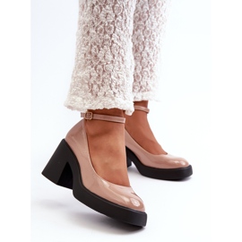 Lackpumps mit massivem Absatz, dunkelbeige Effiba 2