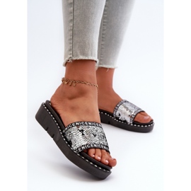 Damen-Flip-Flops mit Pailletten in Schwarz und Silber Rivanique 2